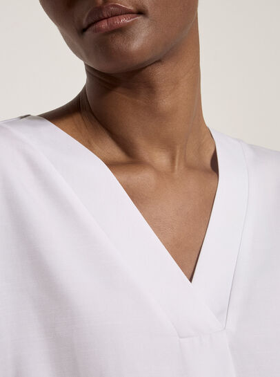 Pleated V-Neck Blouse