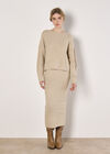 Waffle Knit Batwing Jumper, Stone, large