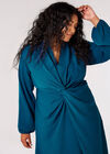 Curve Twist-Front Mini Dress, Teal, large