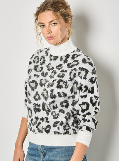 Sequin Leopard Print Jumper