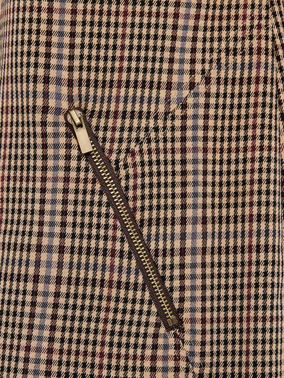 Checked Mini  Dress, Brown, large