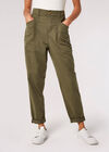 Mid-Rise Straight Leg Trousers, Khaki, large