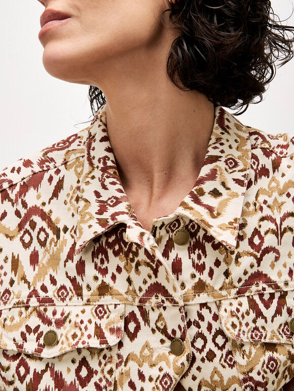Ikat Denim Jacket, Rust, large