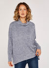 Cowl Neck Top, Blue, large