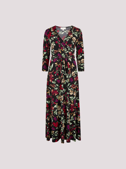 Floral Leaf Print Midaxi Dress