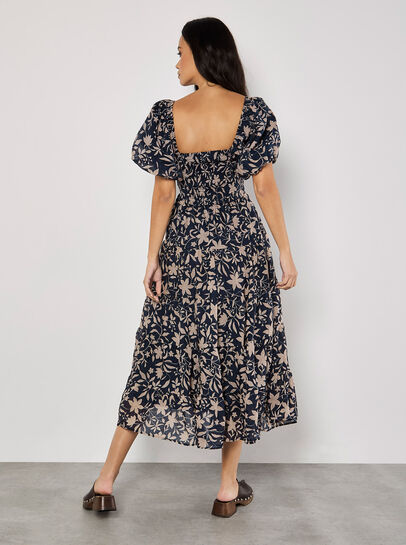 Sarasa Floral Tiered Midi Dress