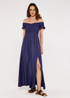 Cross Over Slit Dress, Blue, large