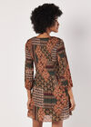 Patchwork Plisse Mini Dress, Khaki, large