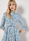 Cotton Poplin Leaf Shirt Mini Dress, White, large