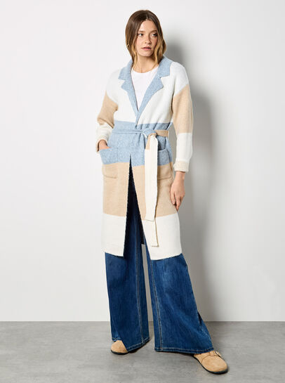 Colour Block Belted Coatigan