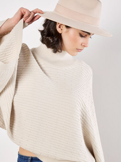 Horizontal Cable Knit Cape Jumper