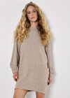 Honeycomb Knit Jumper Mini Dress, Stone, large