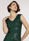 Sequin Split Hem Midi Dress, Green, large