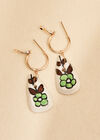 Hand Painted Ceramic Hoop Earrings, White, large