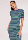 Stripe Knit Midi Dress, Green, large