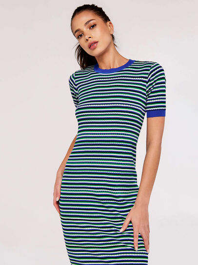 Multi Stripe Knitted Midi Dress