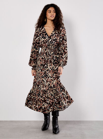 Ikat Print Midaxi Dress