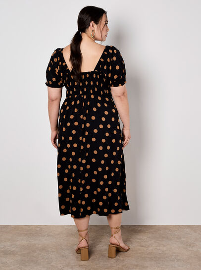 Polka Dot Bow Detail Midi Dress