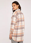  Check Longline Shacket, Peach, large