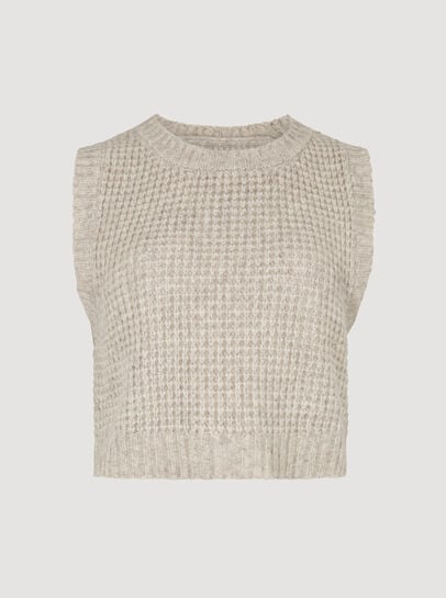 Cropped Waffle Knitted Vest Top