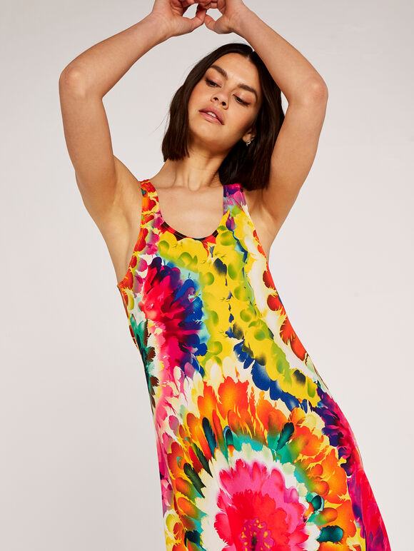 Tie Dye Circle Feathers Dress, Assorted, large