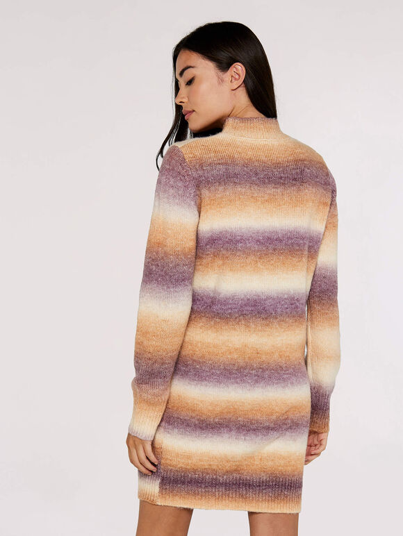 Ombre Stripe Knit Mini Dress, Rust, large