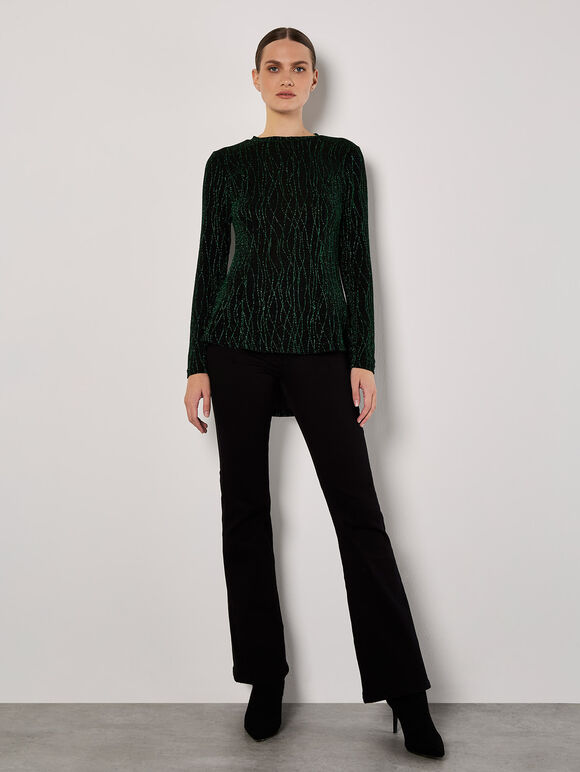 Sparkle Swirl Peplum Top, Green, large
