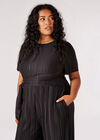Curve Plisse Wide-Leg Jumpsuit, Black, large