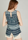 Navy Ikat Sleeveless Top, Navy, large