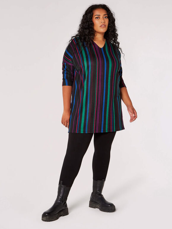 Curve Soft Touch Stripe Top, Black, large
