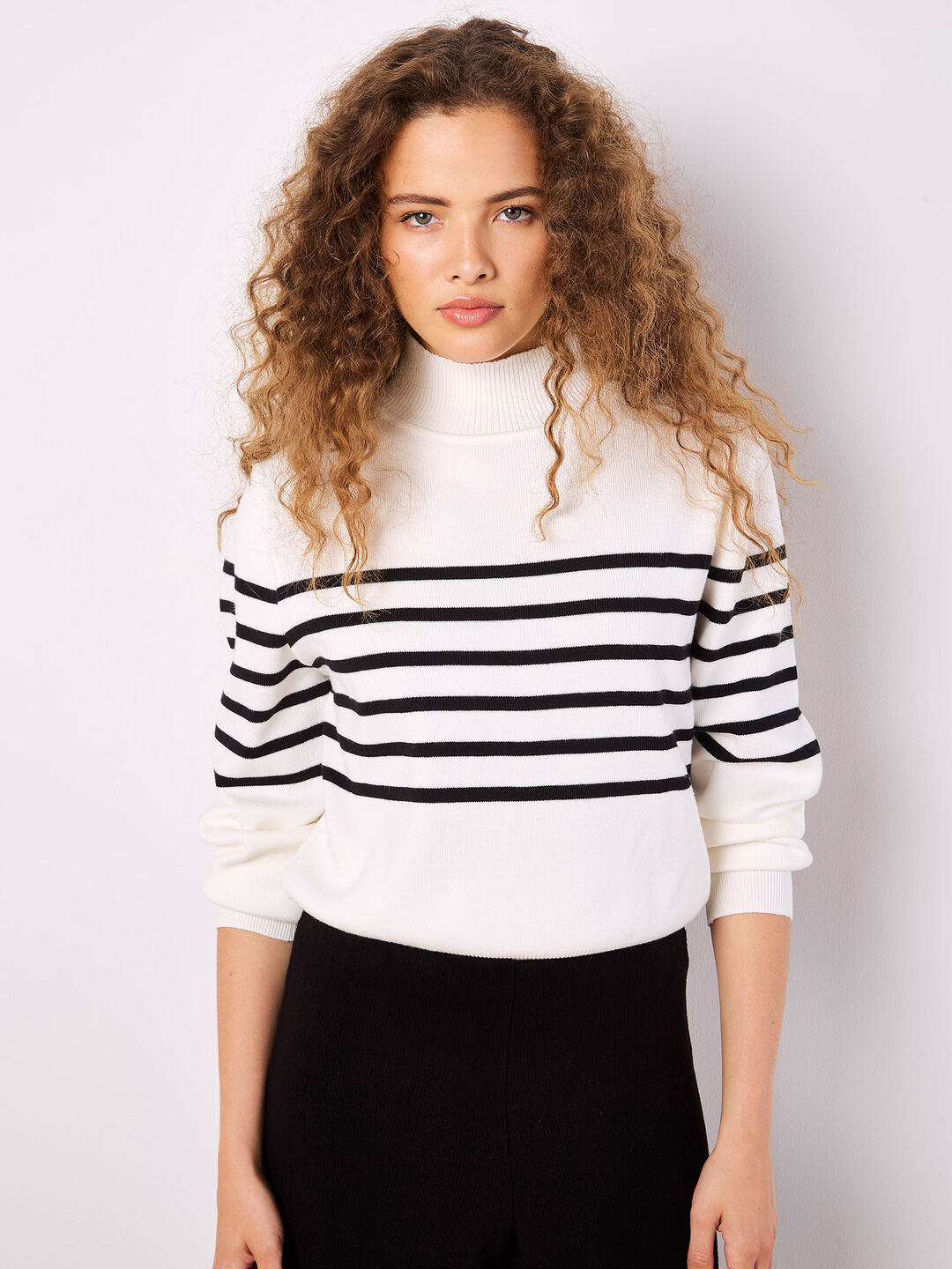 Image of Mock Neck Stripe Jumper