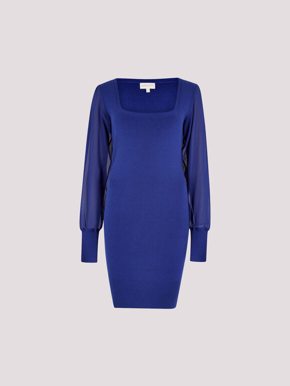 Bodycon Knitted Mini Dress, Blue, large