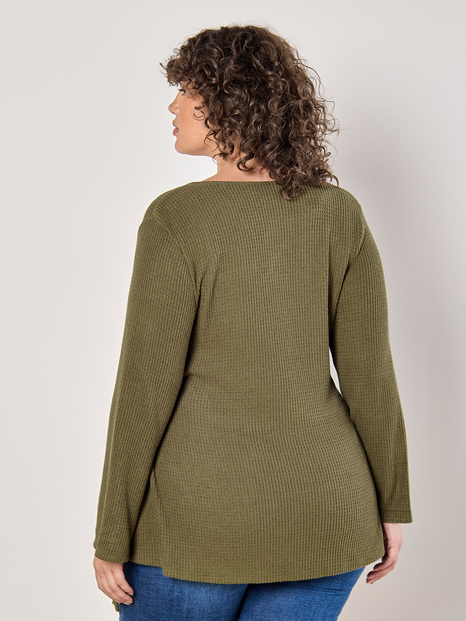 Curve Waffle Knit Wrap Top | Apricot Clothing