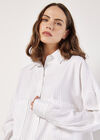 Pinstripe Oversized Shirt Mini Dress, White, large