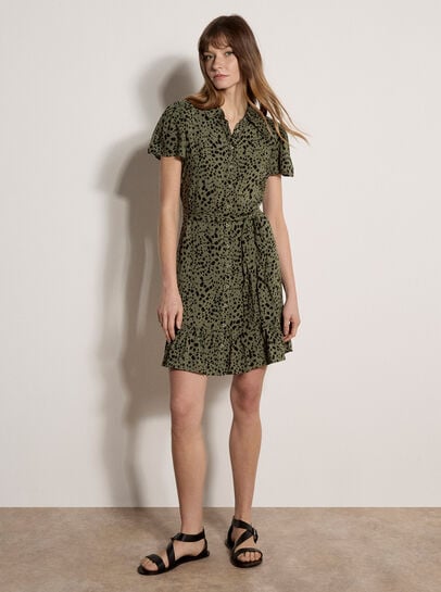 Scattered Squares Shirt Mini Dress