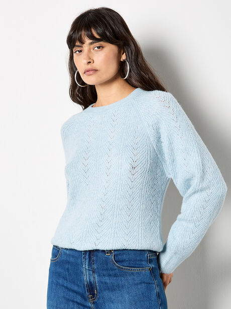 Chevron Pointelle Shimmer Jumper