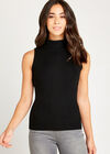 Roll Neck Knitted TankTop, Black, large