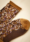 Floral print Cotton Socks, Brown, large