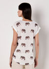 Elephant Print Slub T-Shirt, Khaki, large
