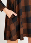 Gingham Long Sleeve Swing Dress, Rust, large