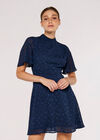 Star Jacquard Mini Dress, Navy, large