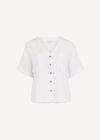 Textured V-Neck Blouse, White, large