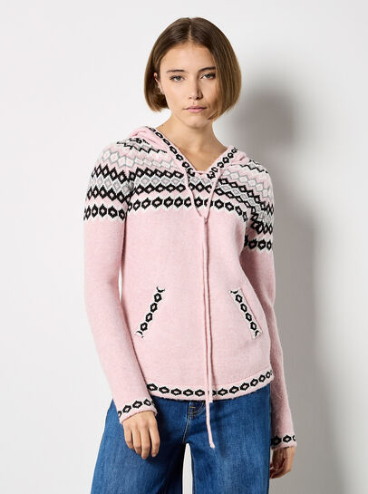 Diamond Pattern Hooded Jumper