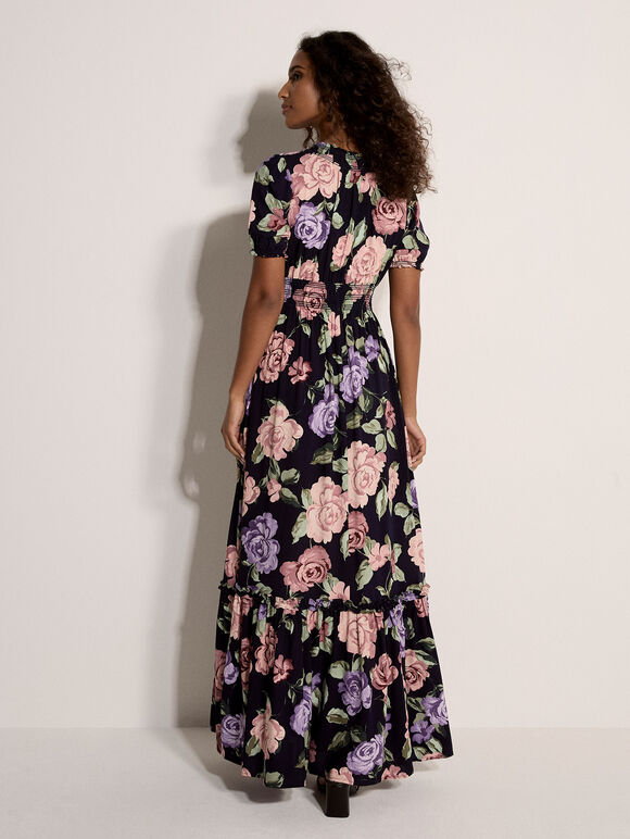 Chloe Floral Wrap Maxi Dress, Navy, large