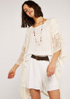 Mesh Scallop Edge Cardigan, Stone, large