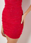 Sparkle Mesh Bandeau Mini Dress, Red, large