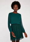 Chiffon Top and Lace Skirt Dress, Green, large