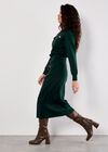 Ribbed Knit Button-Down Midi Skirt, Green, large