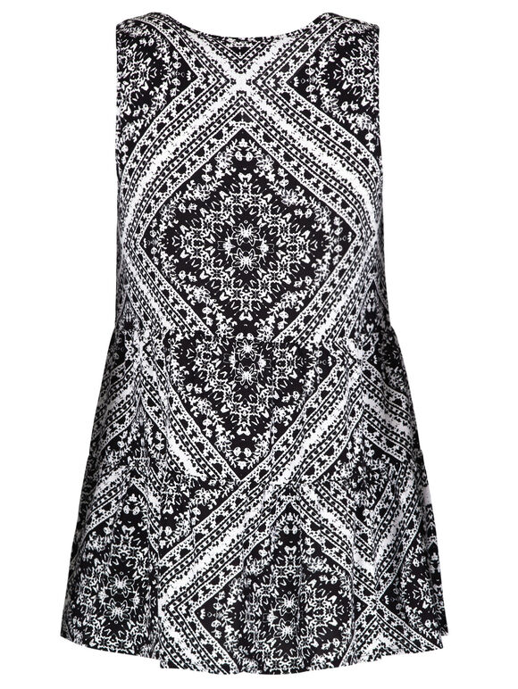 Monochrome Tile Print Vest Top, Black, large