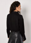 Soft Twill Cropped Shirt, Black, large